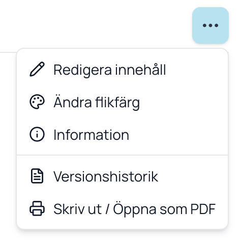 Menyknappen med tre prickar på en textflik